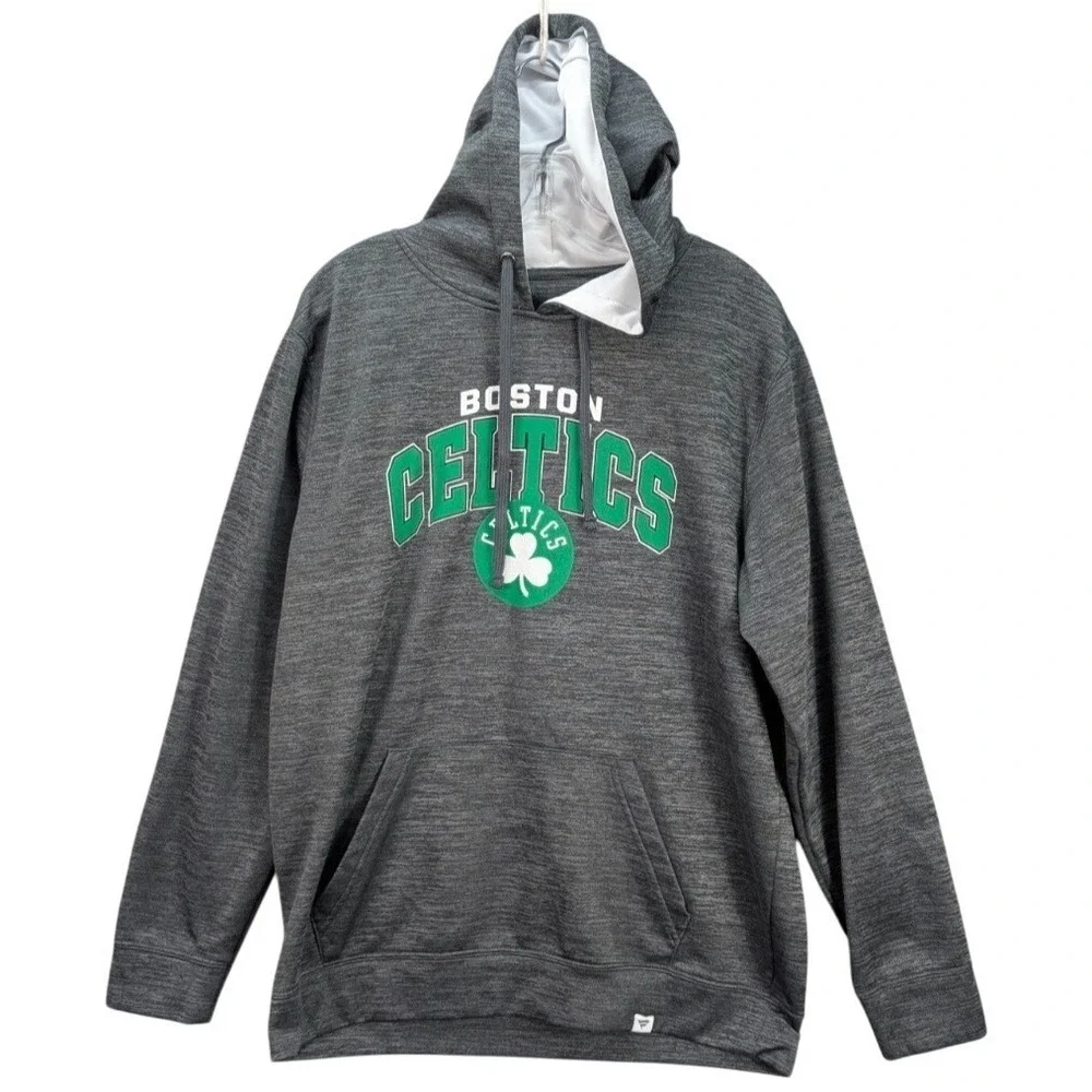 Boston Celtics Fan Gear Hooded Sweatshirt NBA Basketball Athletic Grey Men's L